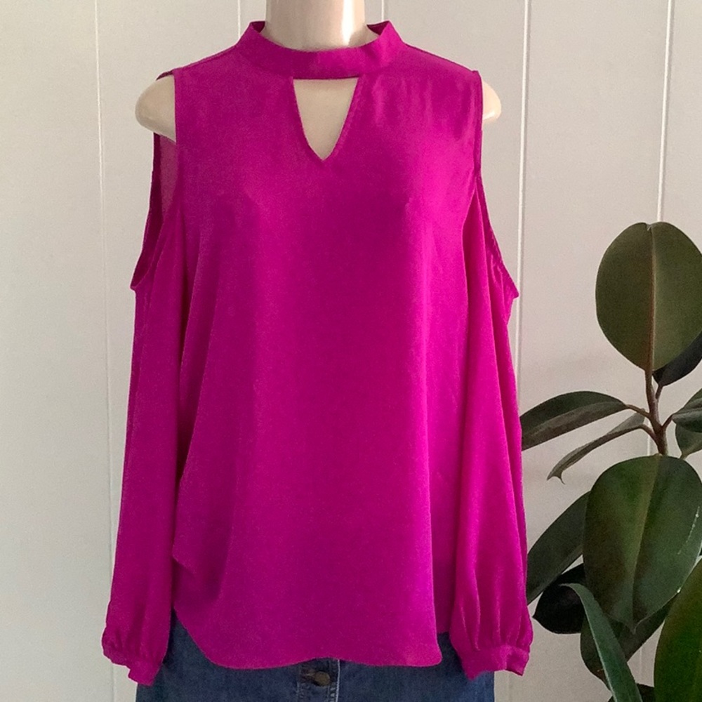 Adrianna Papell Longsleeve Cold Shoulder Key Hole Front & Back Purple Size XL